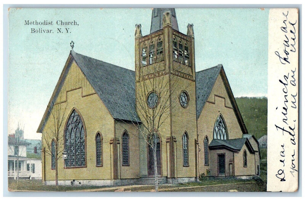 1909 View Of Methodist Church Bolivar New York NY Posted Antique Postcard