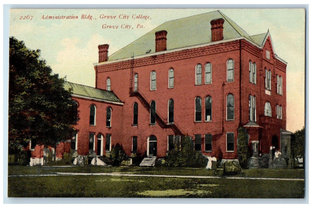 c1910 Administration Building Grove City College, Grove City PA Postcard
