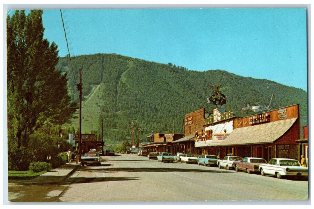 c1950's Looking South, City Park Restaurant, Cowboy Bar at Jackson WY Postcard