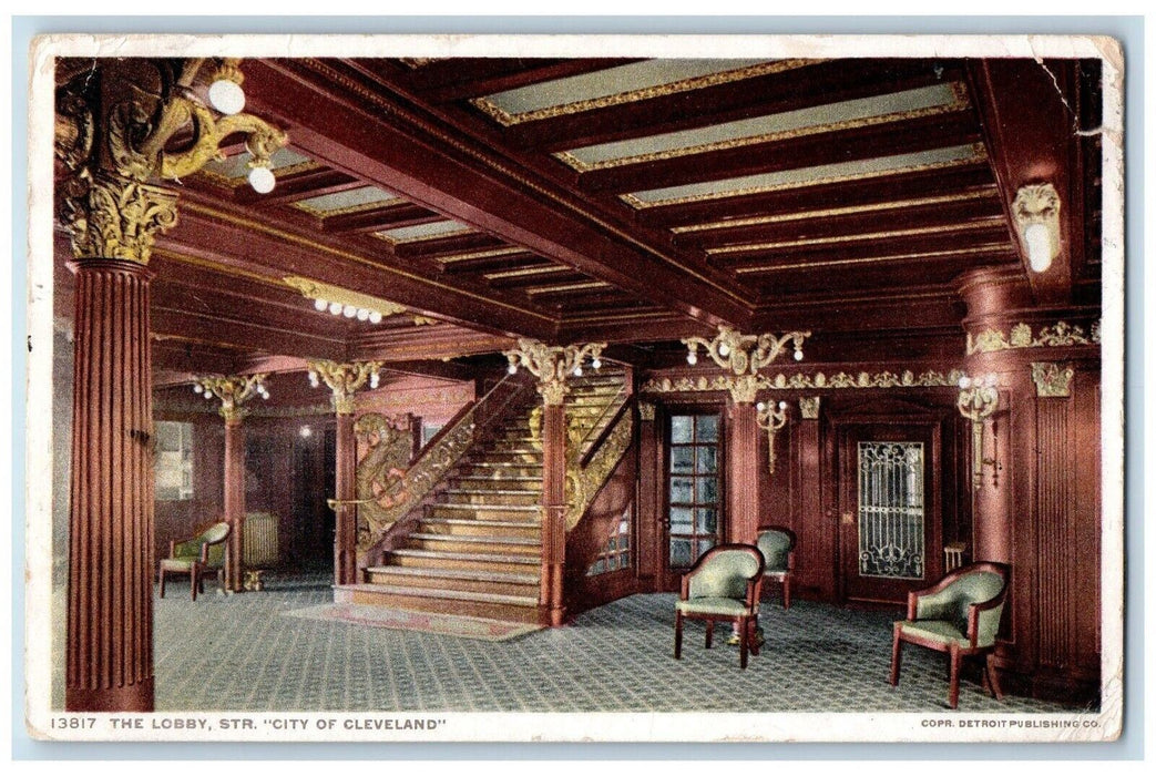 c1910's The Lobby Str. City Of Cleveland Ohio OH, Interior View Antique Postcard