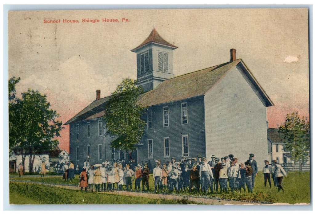 1908 School House, Shingle House Pennsylvania PA Posted Antique Postcard