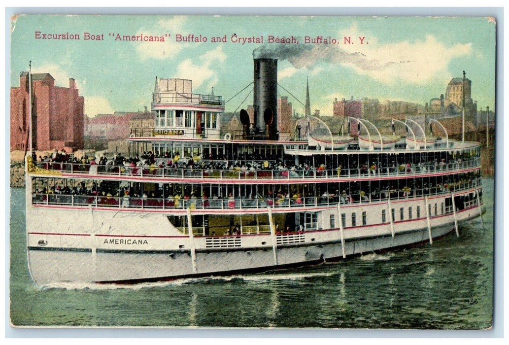 1913 Excursion Boat Americana Buffalo And Crystal  Beach Buffalo NY Postcard