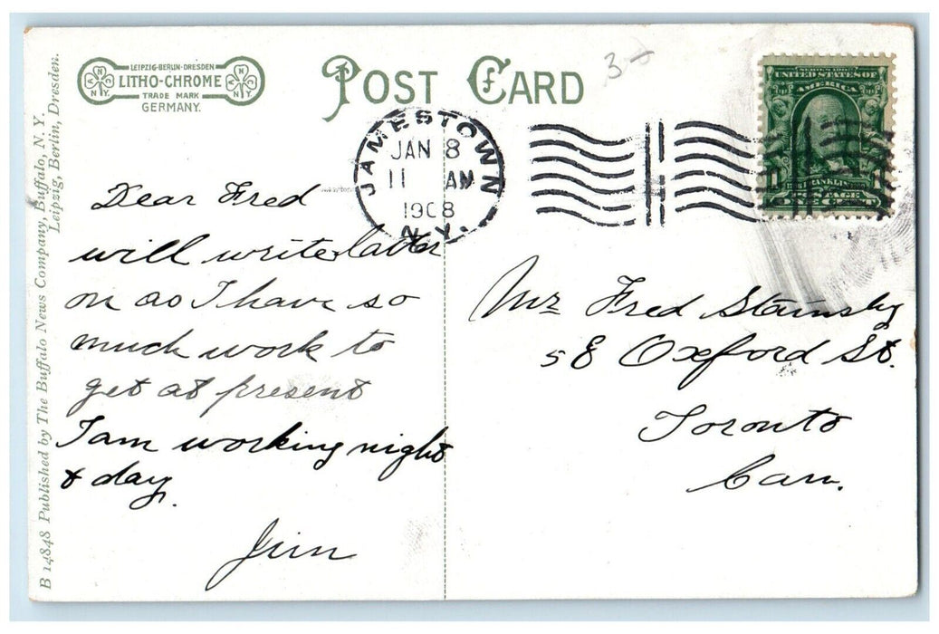 1908 View At Bemus Point Dock Steamer Boats Chautauqua Lake New York NY Postcard