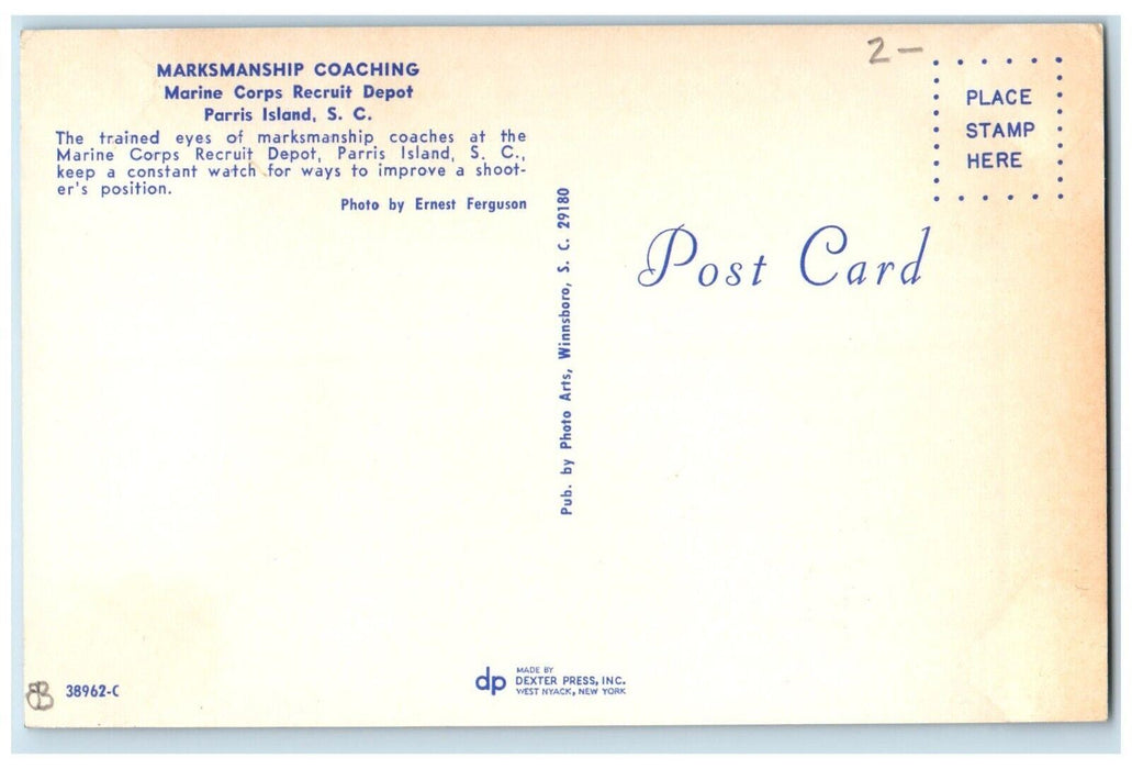 Marksmanship Coaching Marine Corps Recruit Depot Parris Island SC Postcard