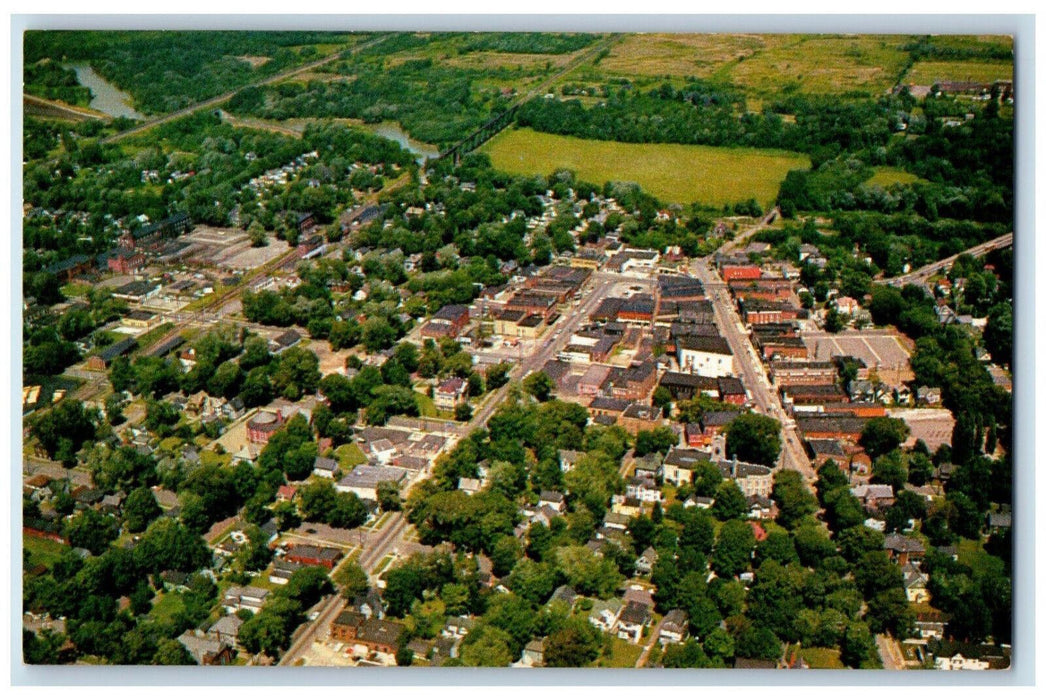 c1950's Aerial View of Downtown Conneaut Conneaut Ohio OH Unposted Postcard