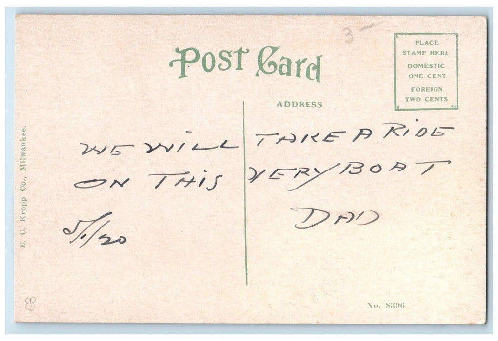 c1910's S. S. Steamer Ship Pere Marquette No. 8 Manistee Michigan MI Postcard'