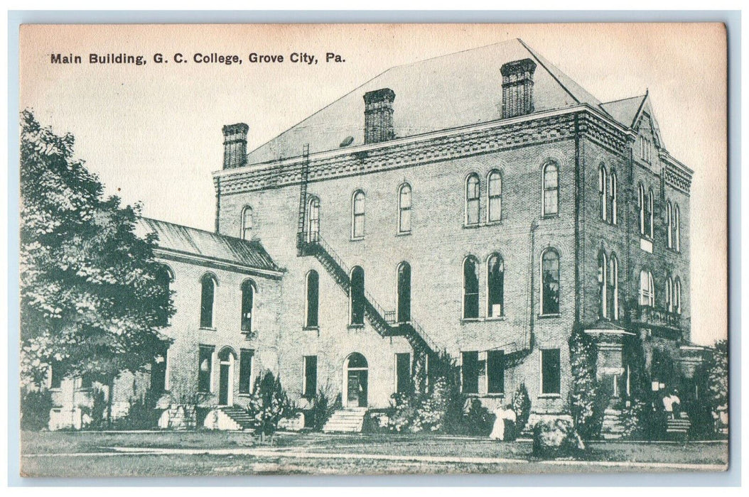 1914 Main Building G.C. College Grove City Pennsylvania PA Antique Postcard
