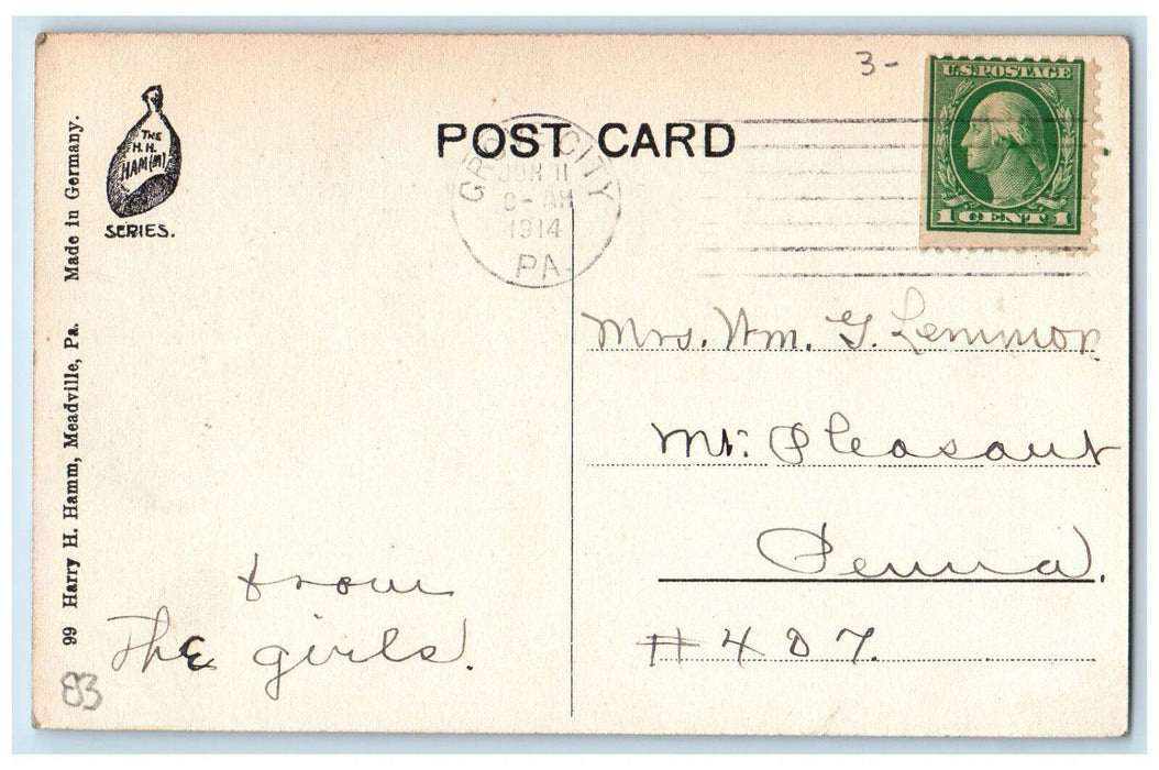 1914 Main Building G.C. College Grove City Pennsylvania PA Antique Postcard
