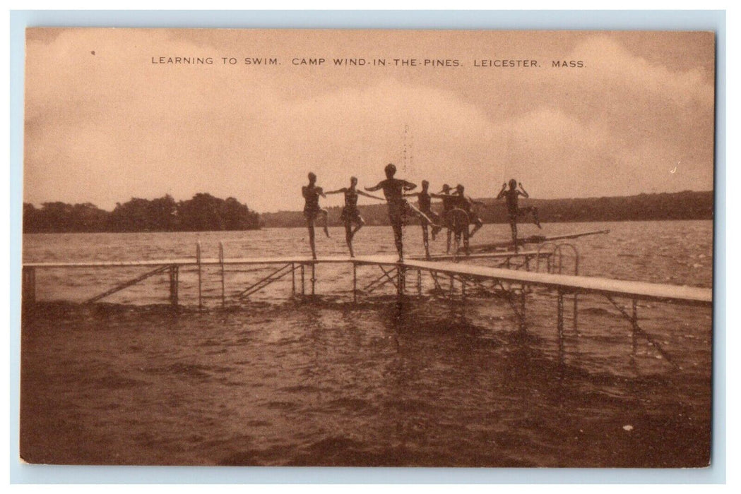 Learning To Swim Camp Wind In The Pines Leicester Massachusetts MA Postcard