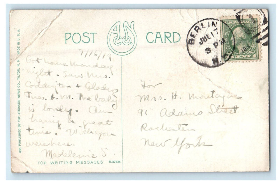 1919 High Street Berlin New Hampshire NH Posted Antique Postcard