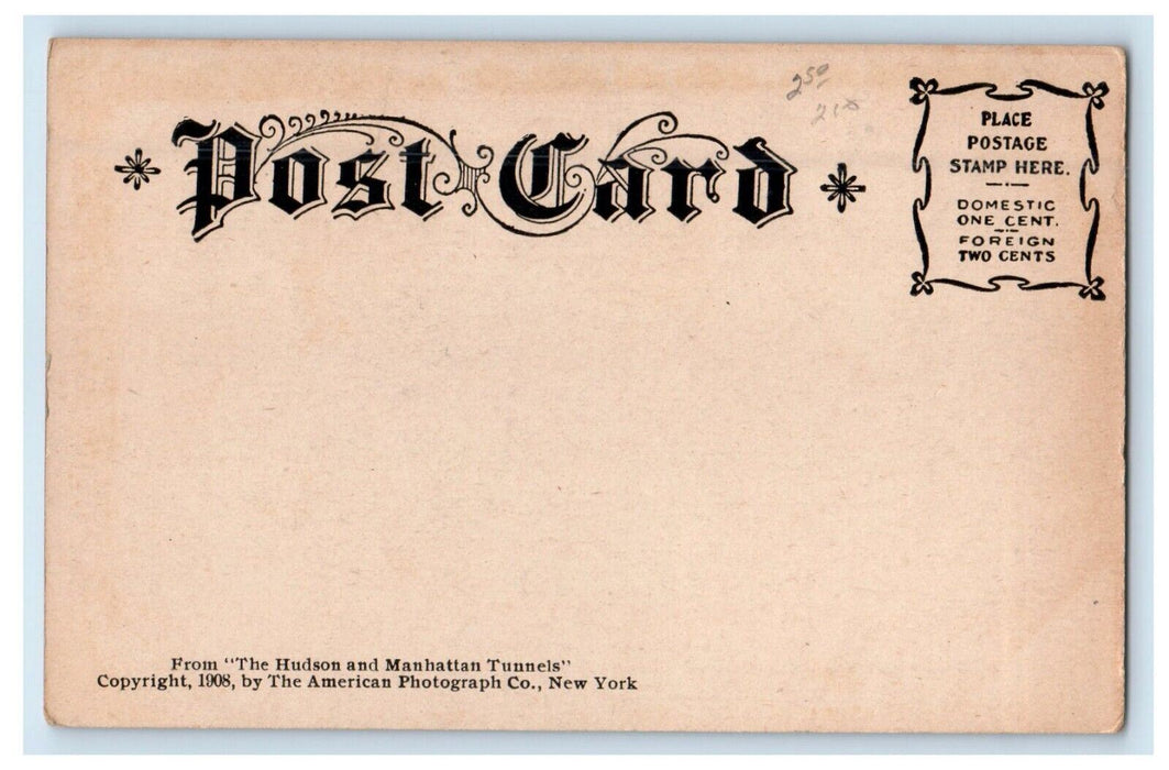 c1905 The First Train Tunnel Hudson Manhattan Railroad Hudson River NY Postcard