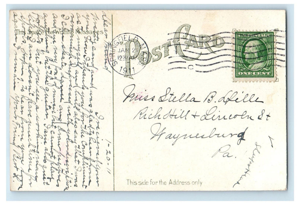1911 DB Wesson's Residence Springfield Massachusetts MA Antique Postcard