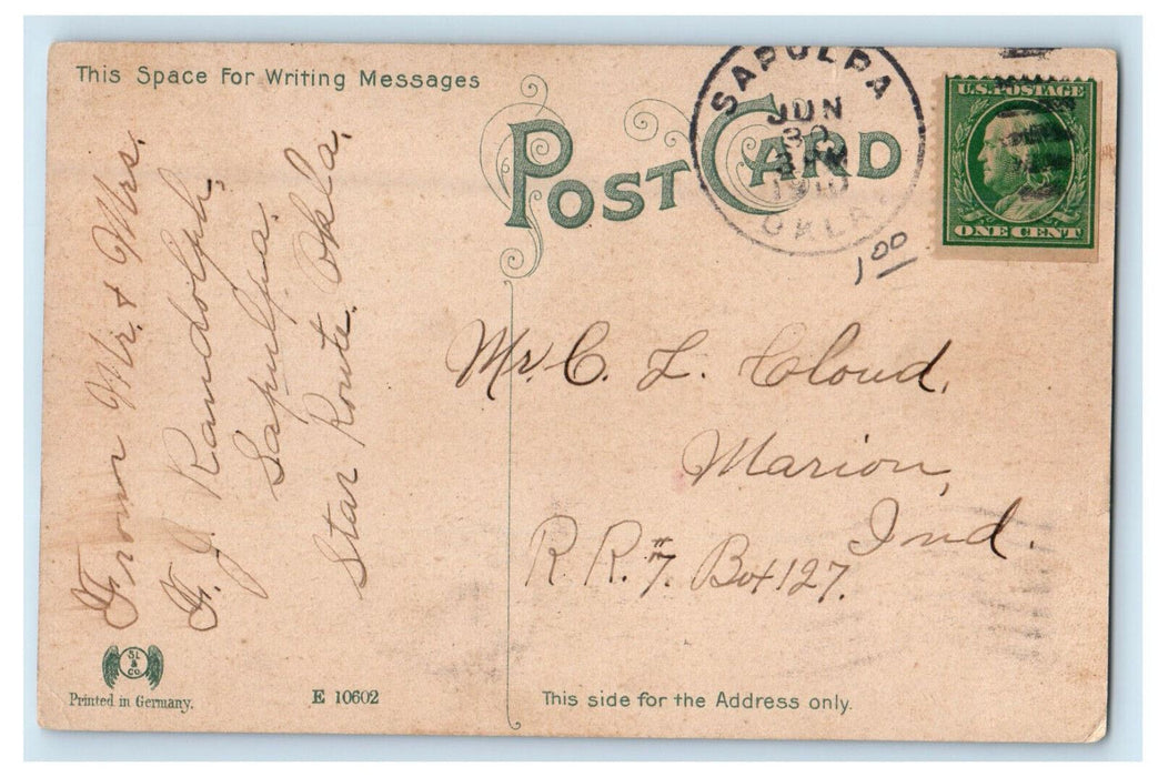 1910 Bird Creek Falls, Tulsa Oklahoma OK Sapulpa OK Posted Antique Postcard