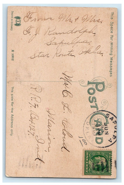 1910 Bird Creek Falls, Tulsa Oklahoma OK Sapulpa OK Posted Antique Postcard