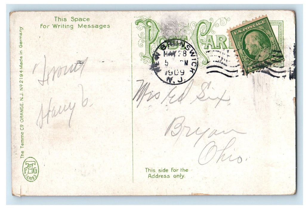 1909 Cor. Church & George St. New Burnswick New Jersey NJ Posted Postcard