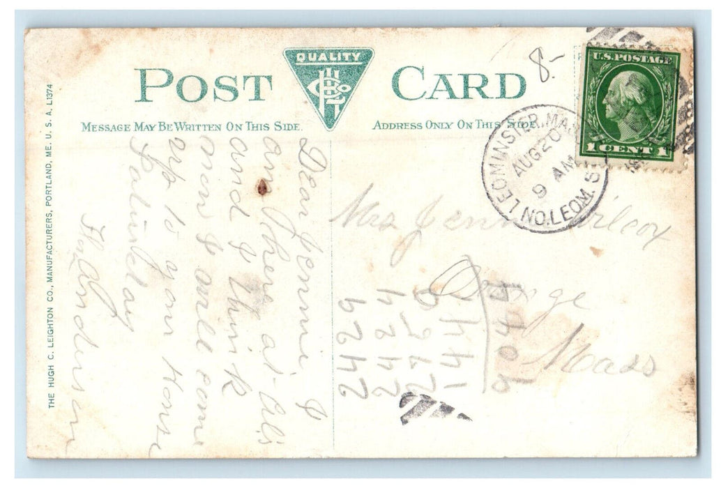 c1910 Cross Street School Leominster Massachusetts MA Posted Antique Postcard