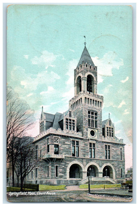 1909 Court House Springfield Massachusetts MA Ludlow MA Posted Antique Postcard