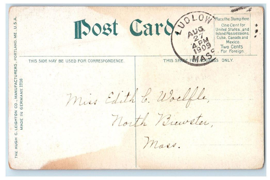 1909 Court House Springfield Massachusetts MA Ludlow MA Posted Antique Postcard