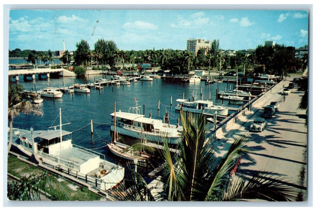 1959 Bradenton Florida FL, Bradenton Yacht Basin Manatee River View Postcard