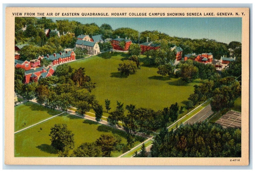 c1910's View From The Air Eastern Quadrangle Hobart College Geneva NY Postcard