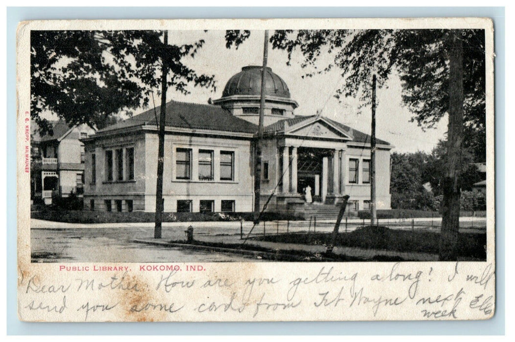 1906 Public Library Kokomo Indiana IN Fort Wayne Posted Antique Postcard