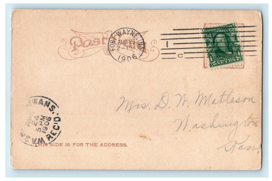 1906 Public Library Kokomo Indiana IN Fort Wayne Posted Antique Postcard