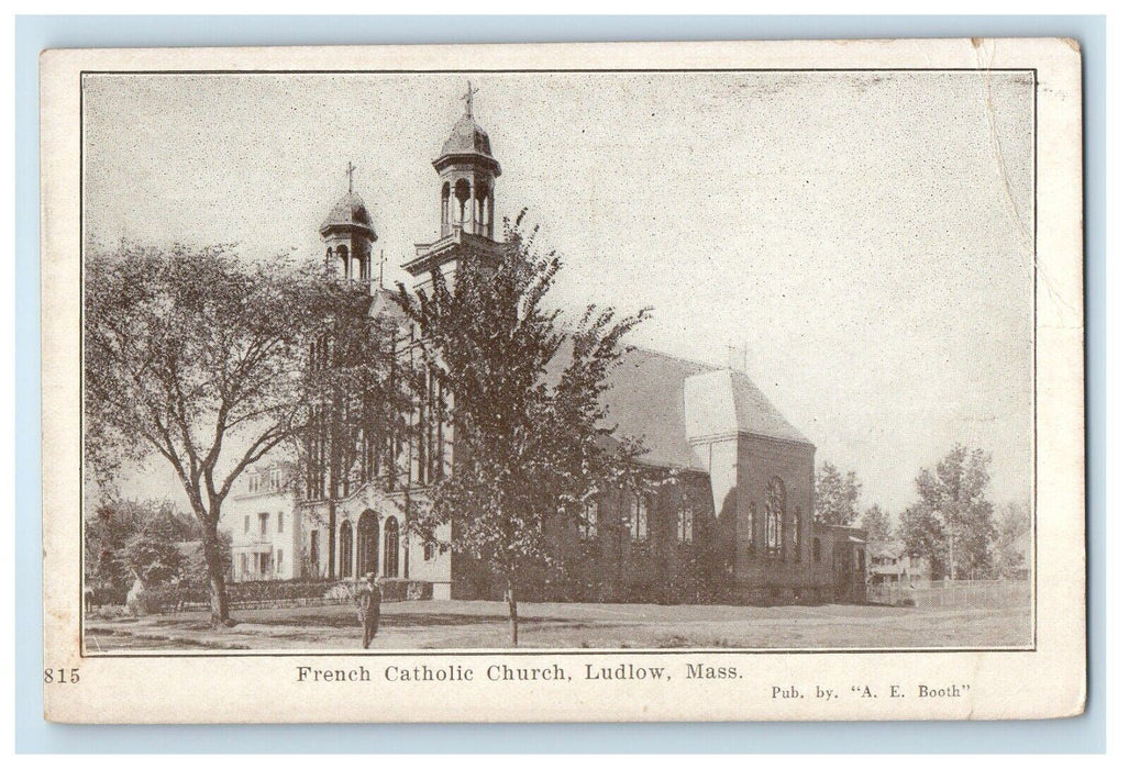 c1910's French Catholic Church Ludlow Massachusetts MA Unposted Antique Postcard