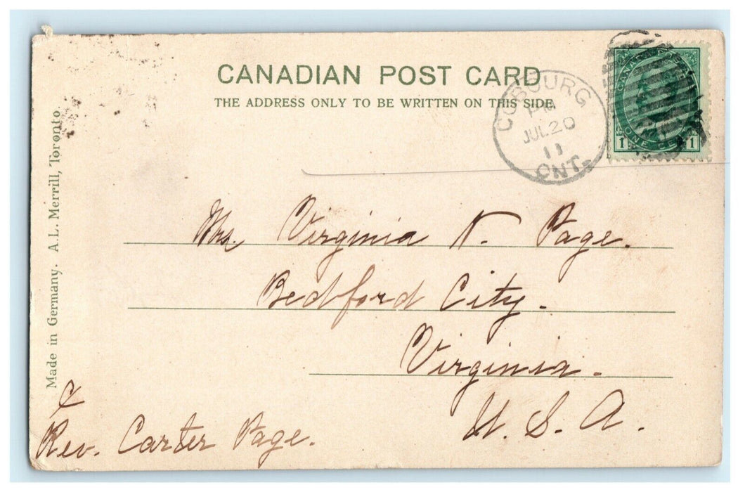 1911 Cobourg Beach Ontario Canada Posted Antique Postcard