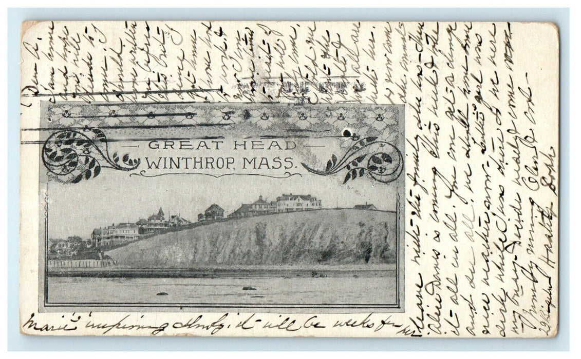 1904 Great Head Beach House View Winthrop Massachusetts MA Antique Postcard