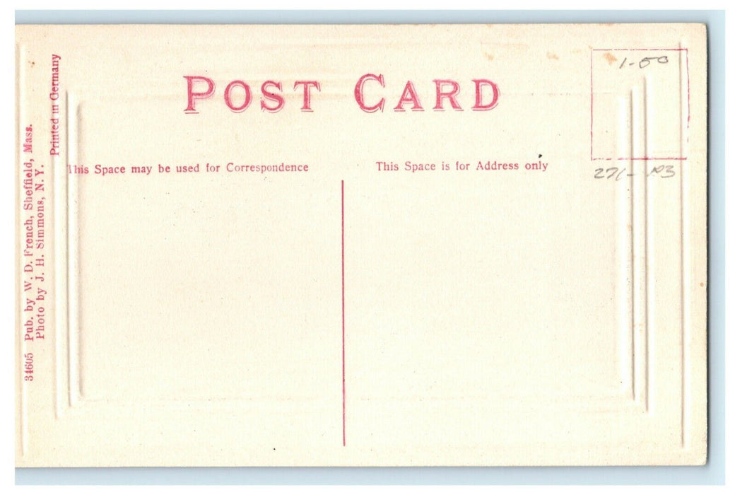c1910 High School Sheffield Massachusetts MA Embossed Border Postcard
