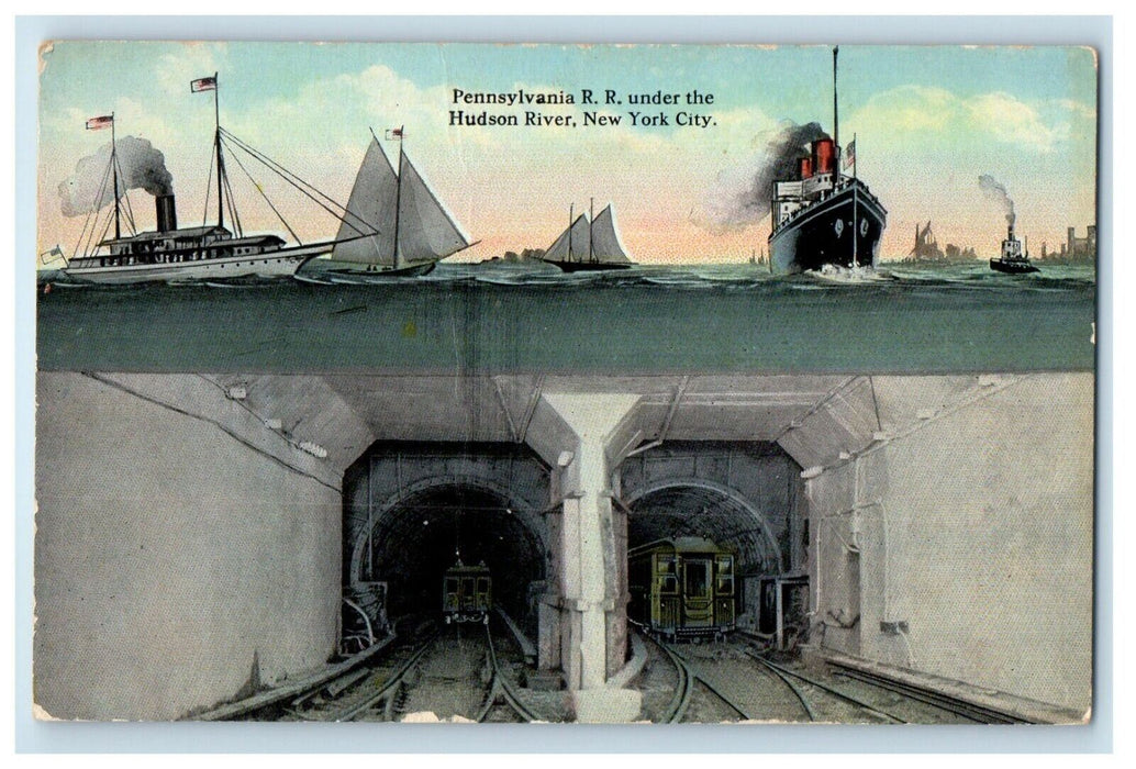 Pennsylvania R.R. Railroad Under The Hudson River New York City NY  Postcard