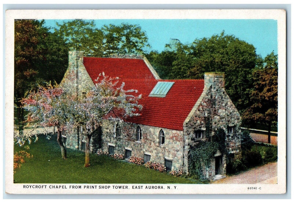 c1930's Roycroft Chapel From Print Shop Tower East Aurora New York NY Postcard