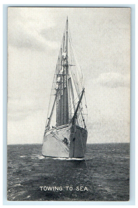 1911 Boat Sailing, Towing To Sea Unposted Antique Postcard