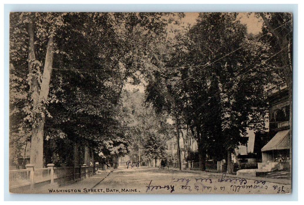 c1905 Washington Street Road View Bath Maine ME Posted Antique Postcard