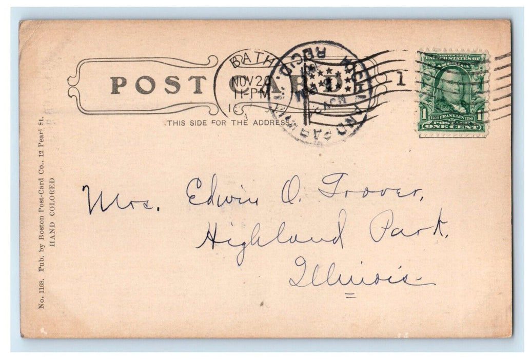 c1905 Washington Street Road View Bath Maine ME Posted Antique Postcard