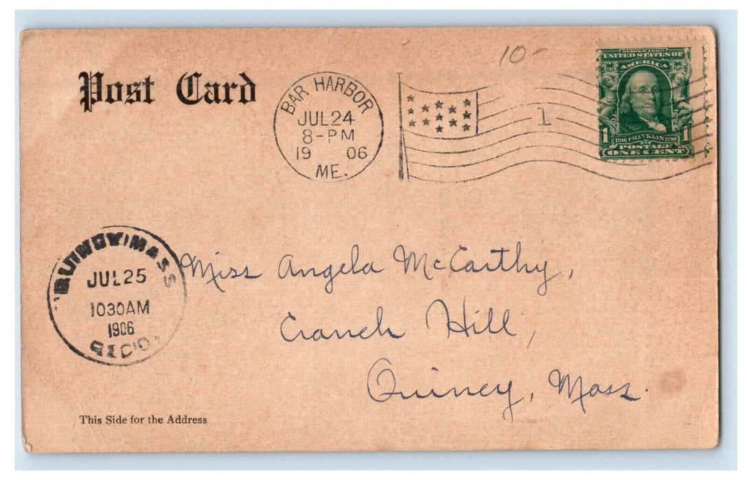 1906 Baptist Church Charles F. McKoy Pastor Bar Harbor Maine ME Antique Postcard