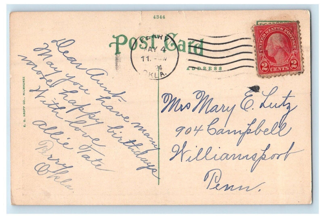 1924 First Methodist Church Cars Horse Carriage Guthrie Oklahoma OK Postcard