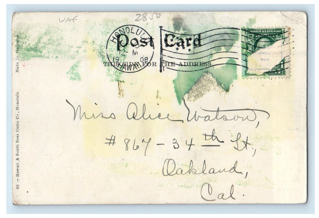 1908 The Bungalow Aloha Nui Honolulu Hawaii HI Posted Antique Postcard