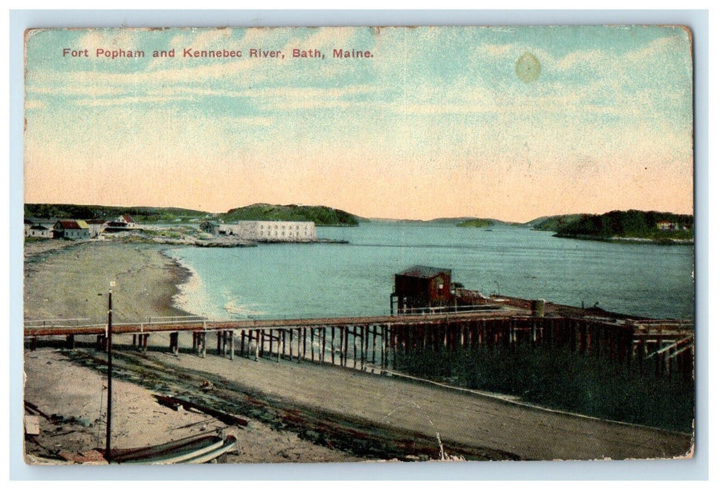 c1910's View Of Fort Popham And Kennebec River Bath Maine ME Unposted Postcard