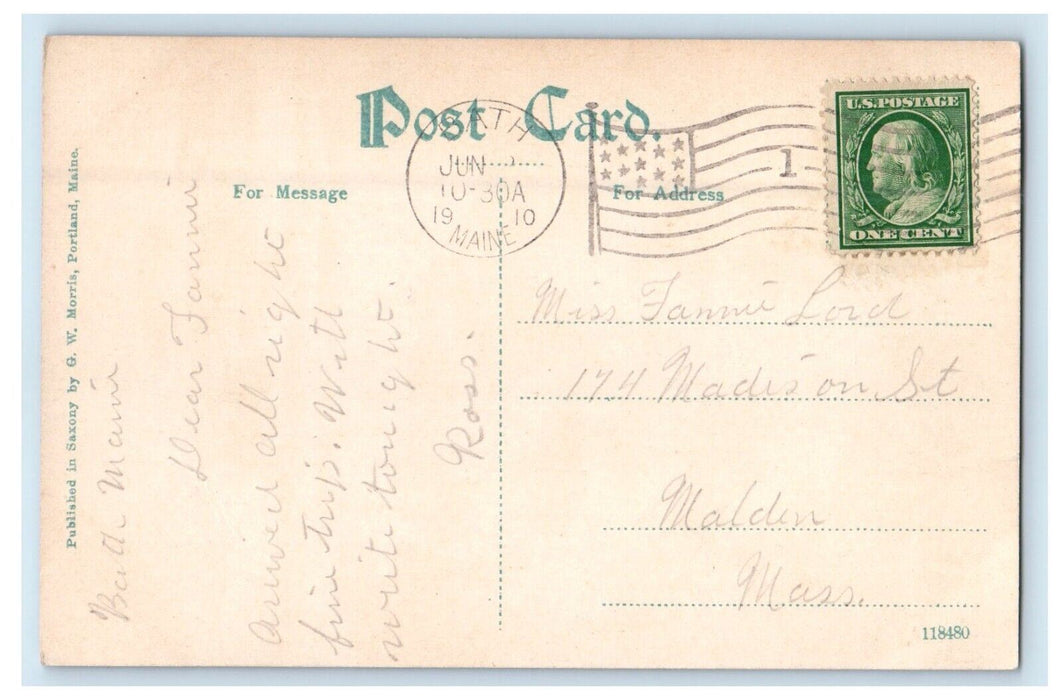 1910 Winter St. Congregational Church Bath Maine ME Posted Antique Postcard