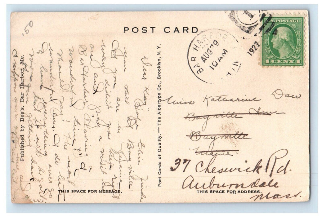 1923 Champlain Monument On The Seal Harbor Drive Bar Harbor Maine ME Postcard
