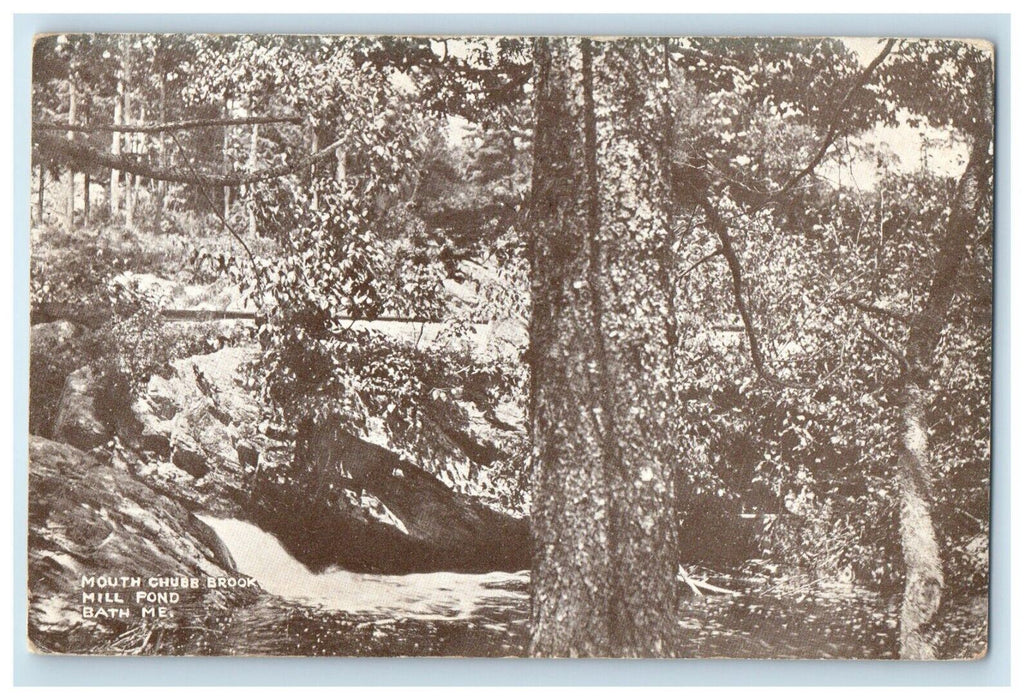 c1910's Mouth Chubb Brook Mill Pond Bath Maine ME Posted Antique Postcard