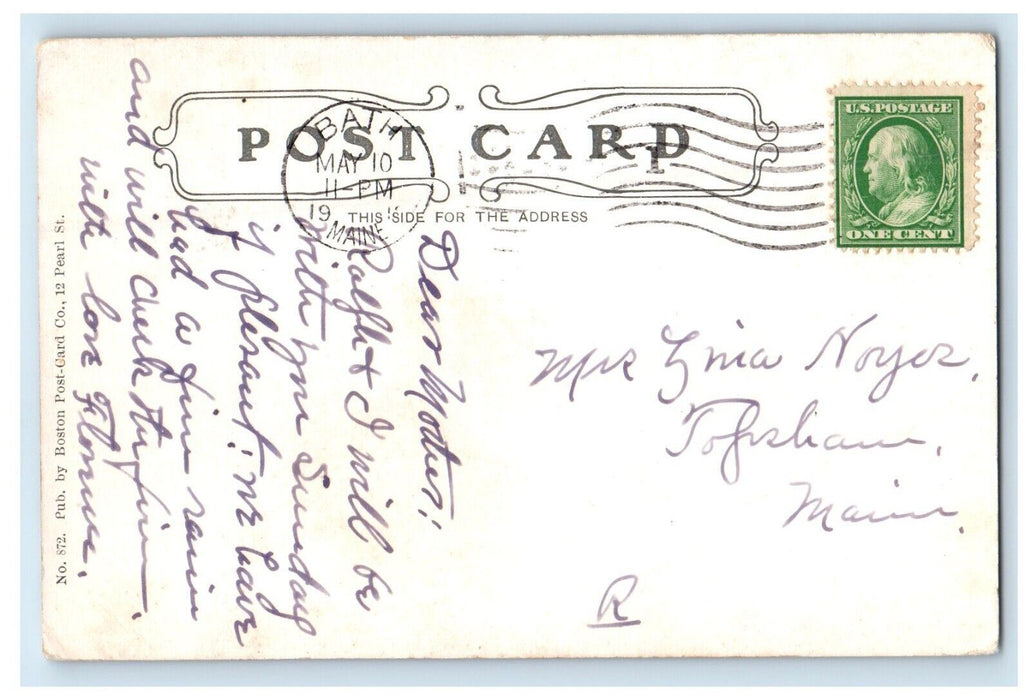 c1910's Mouth Chubb Brook Mill Pond Bath Maine ME Posted Antique Postcard