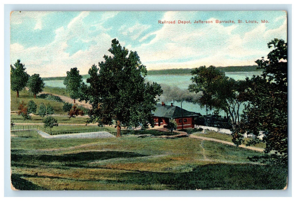c1910 Railroad Depot Jefferson Barracks, St. Louis MO Unposted Postcard