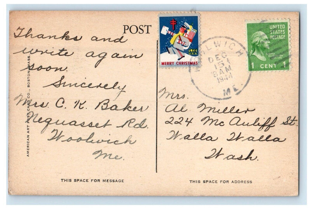 1944 Center Street View Cars And Buildings Bath Maine ME Posted Vintage Postcard