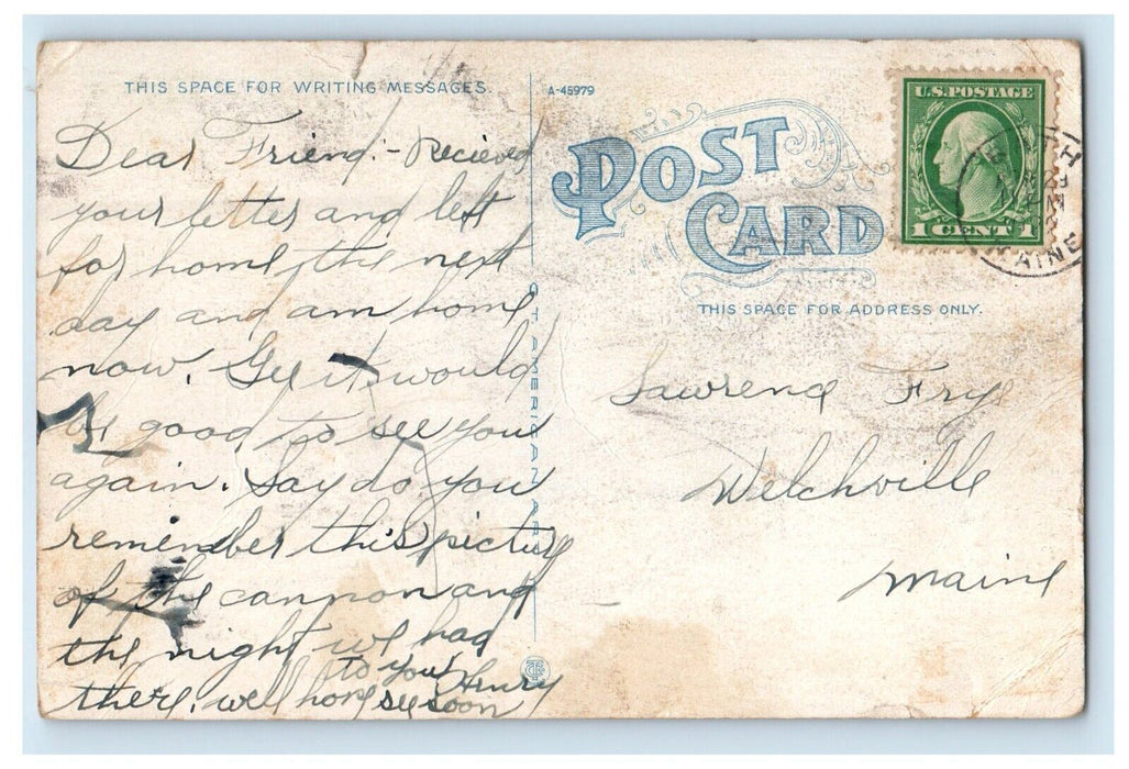 1922 View In City Park Bath Maine ME Posted Vintage Postcard