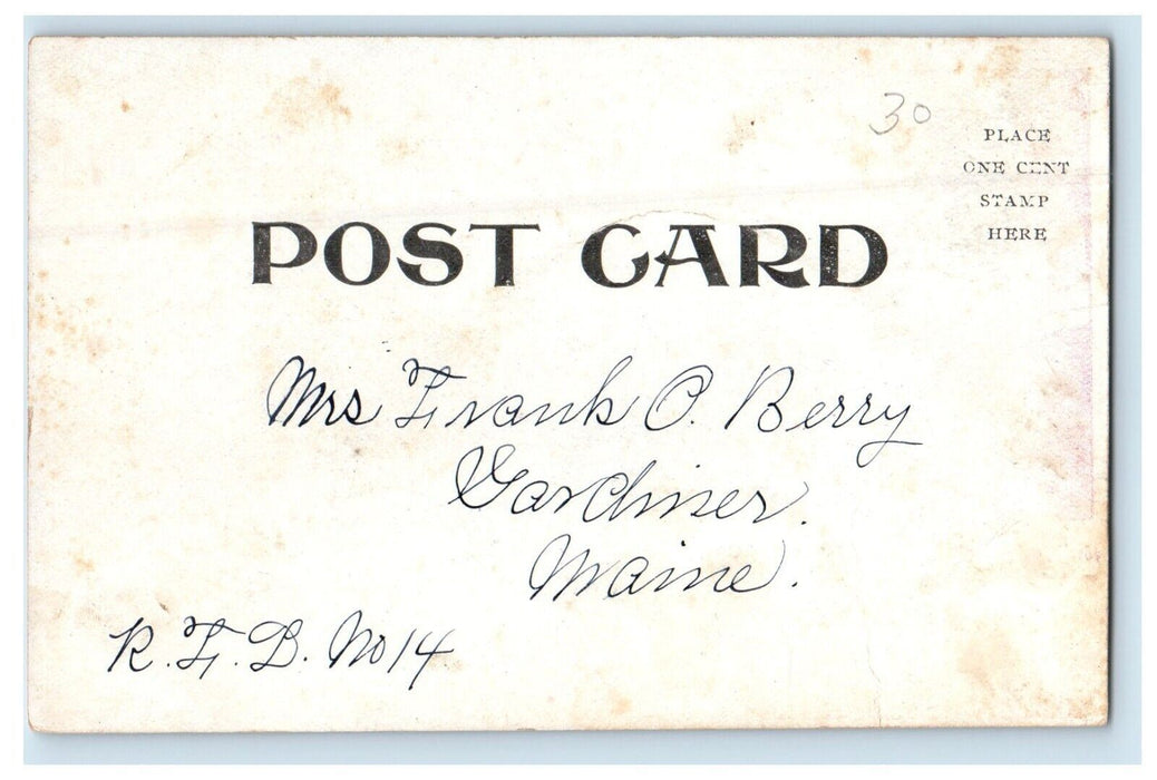c1905 Old Ladies Home Bathe Maine ME, Snow Winter Pine Trees Antique Postcard