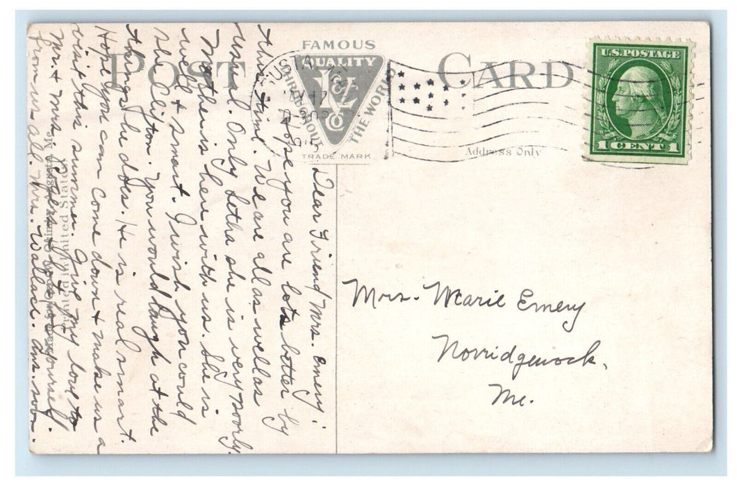 1915 Water Street Looking North, Augusta Maine ME Posted Antique Postcard