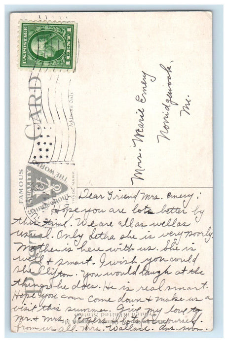 1915 Water Street Looking North, Augusta Maine ME Posted Antique Postcard