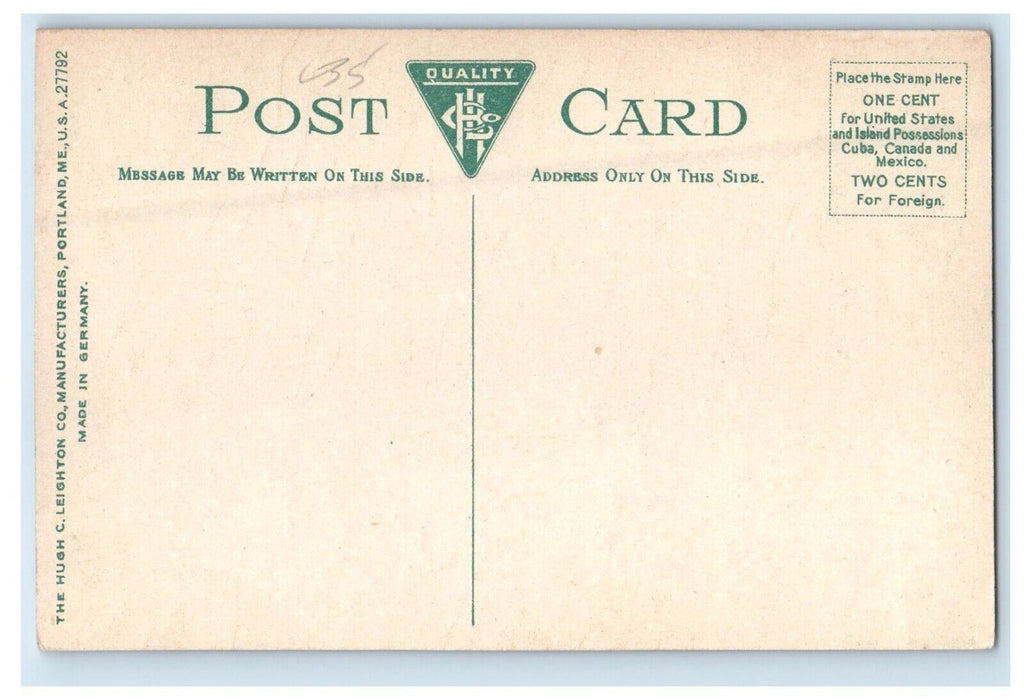 c1910's Greetings From Bath Maine ME, The Pine Tree State Cone Antique Postcard